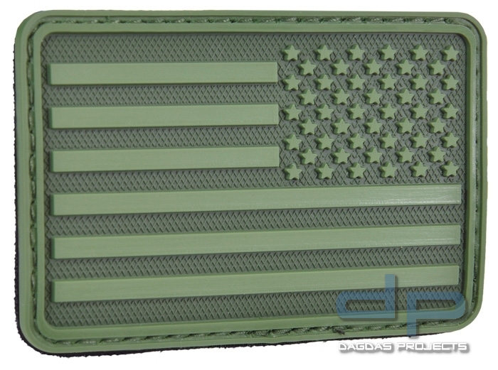 Hazard 4 Rubber Patch USA 75 x 50 Oliv Reverse