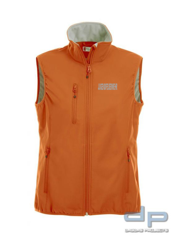 Basic Softshell Weste Ladies mit reflektierend silbernem Wunschaufdruck in verschiedenen Farben