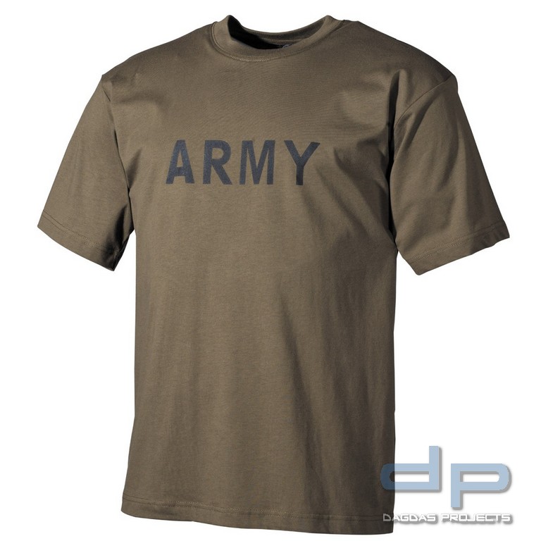 T-Shirt, bedruckt, "Army", oliv