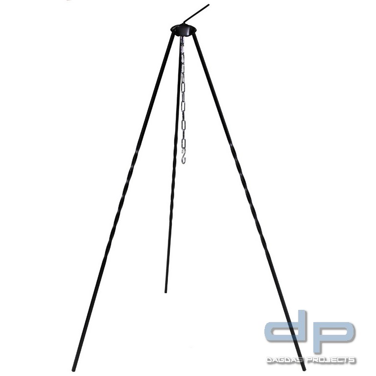 Ungar. Dreibein, Höhe 1 m, Eisen, mit Kette und Haken