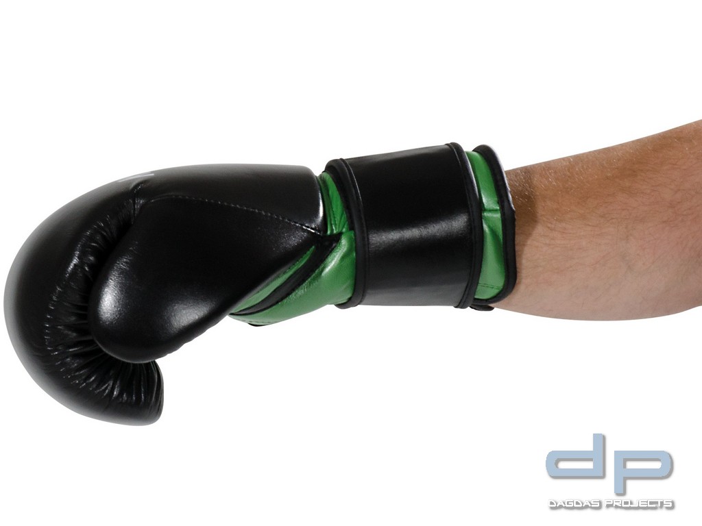 Boxhandschuhe Knocking in Schwarz/Grün Gewicht: 12 oz