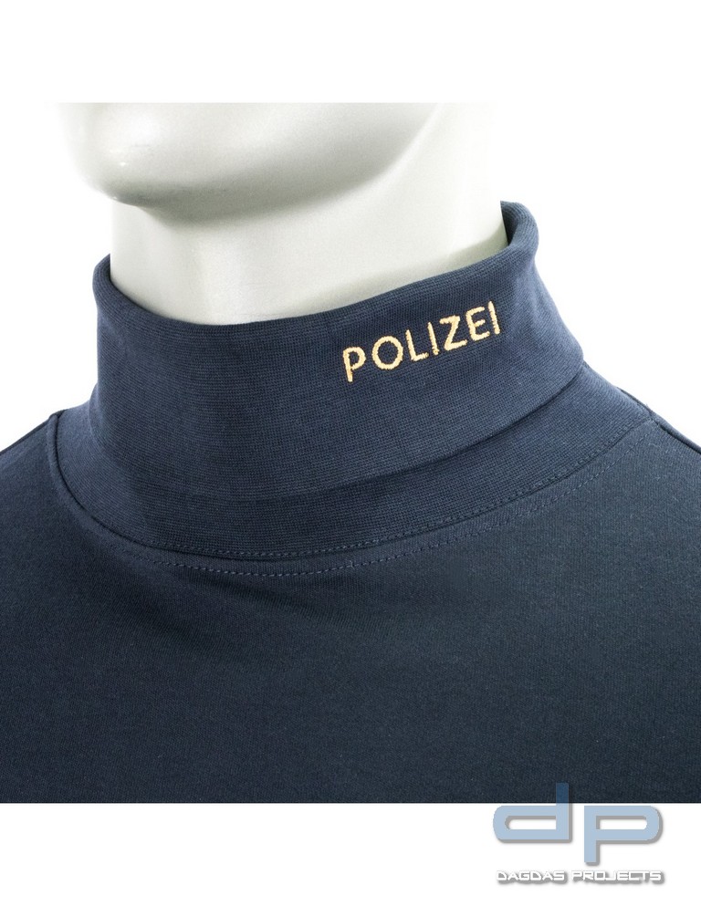Rollkragenpullover, bestickt "POLIZEI", Stick in gold