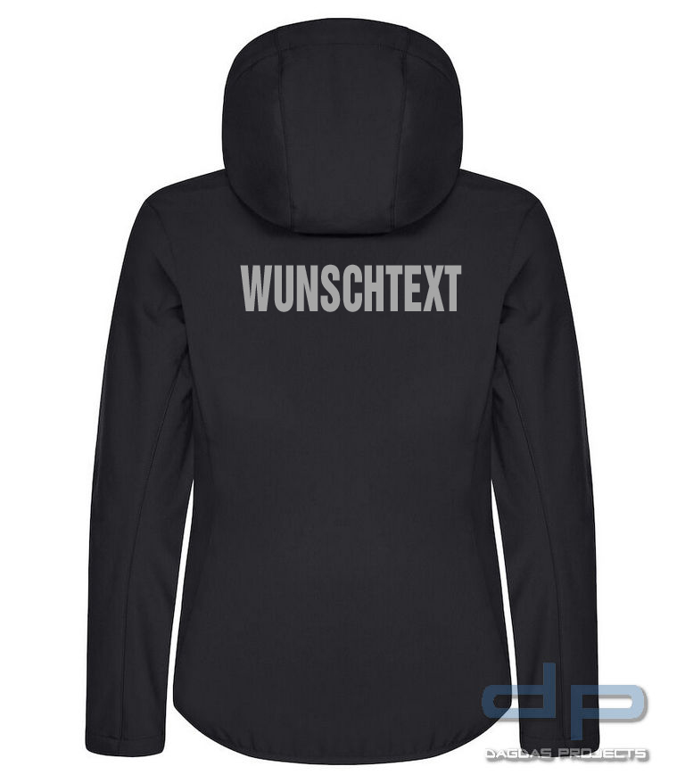 Behörden Classic Softshell Hoody Lady mit Aufdruck nach Wunsch auf Brust und Rücken