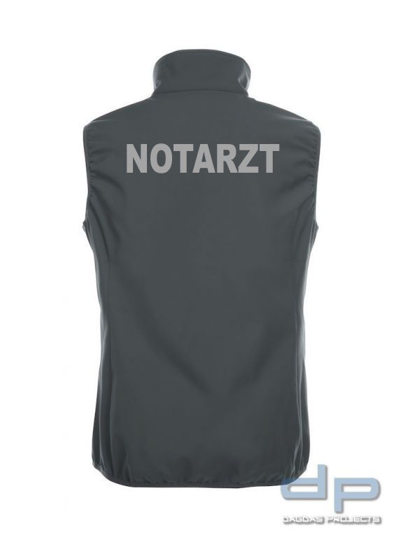 Basic Softshell Weste Ladies mit reflektierend silbernem Wunschaufdruck in verschiedenen Farben
