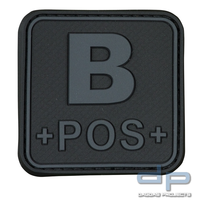 3D Blutgruppenpatch 50x50 Grau/Schwarz B pos +
