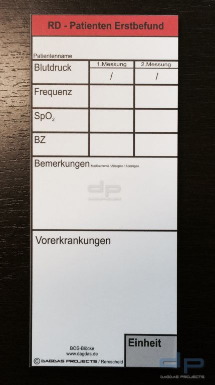 BOS-Block Dagdas Projects klein für Patienten Erstbefund 14,8 X 6,2 cm