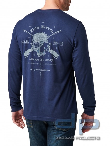 5.11 T-SHIRT LANGARM BLAU MIT DRUCK QUIET WARRIOR