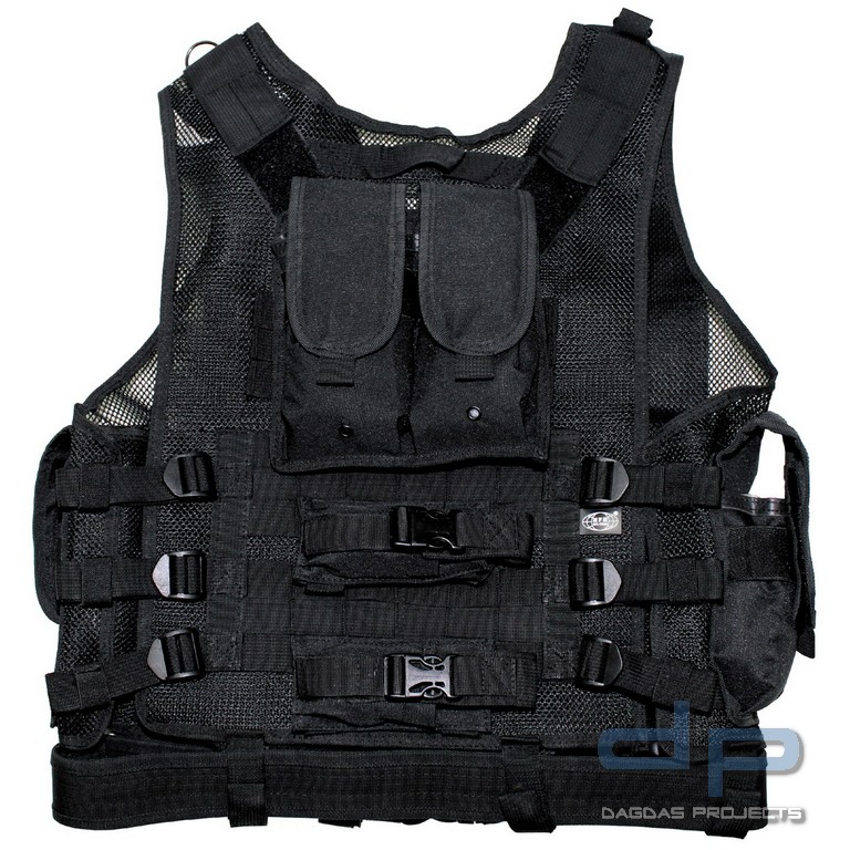 Weste, "USMC", schwarz, Koppel, Holster, div. Taschen