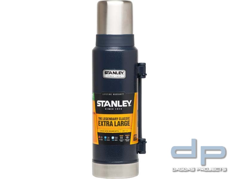 Stanley Classic Vakuum-Flasche, 1.3 Liter, 18/8 Edelstahl, Navy blau, Edelstahl-Trinkbecher