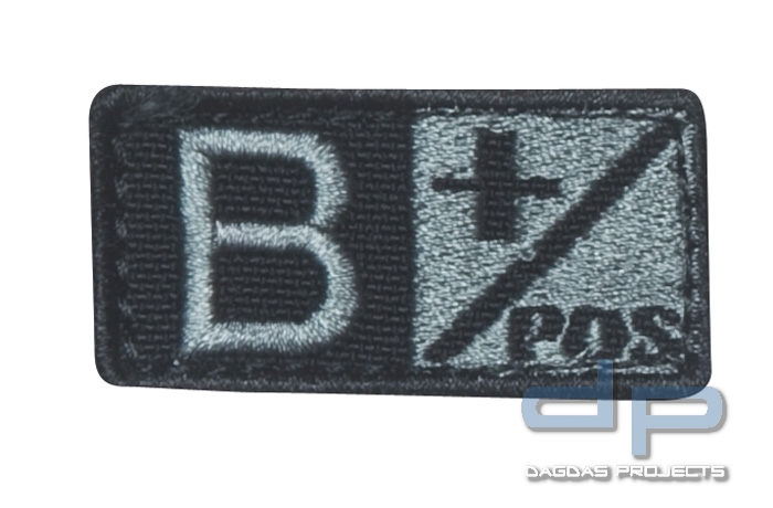 Blutgruppenpatch Grau/Schwarz B pos + 229B+007