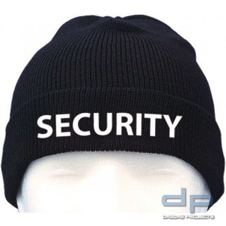 Wollmütze "SECURITY" mit Bestickung weiß