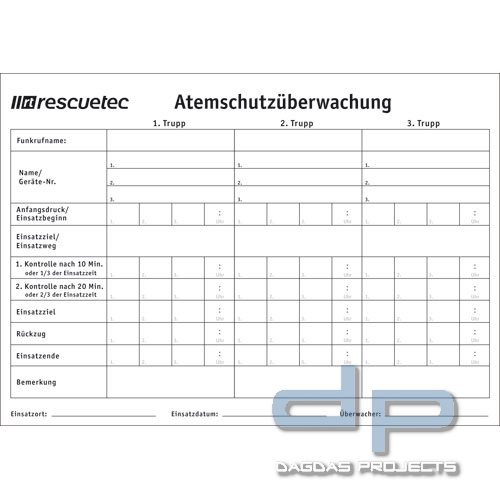 Doku-Block für AÜ-Tafeln A4 quer, imprägniertes Spezialpapier, 20 Blatt