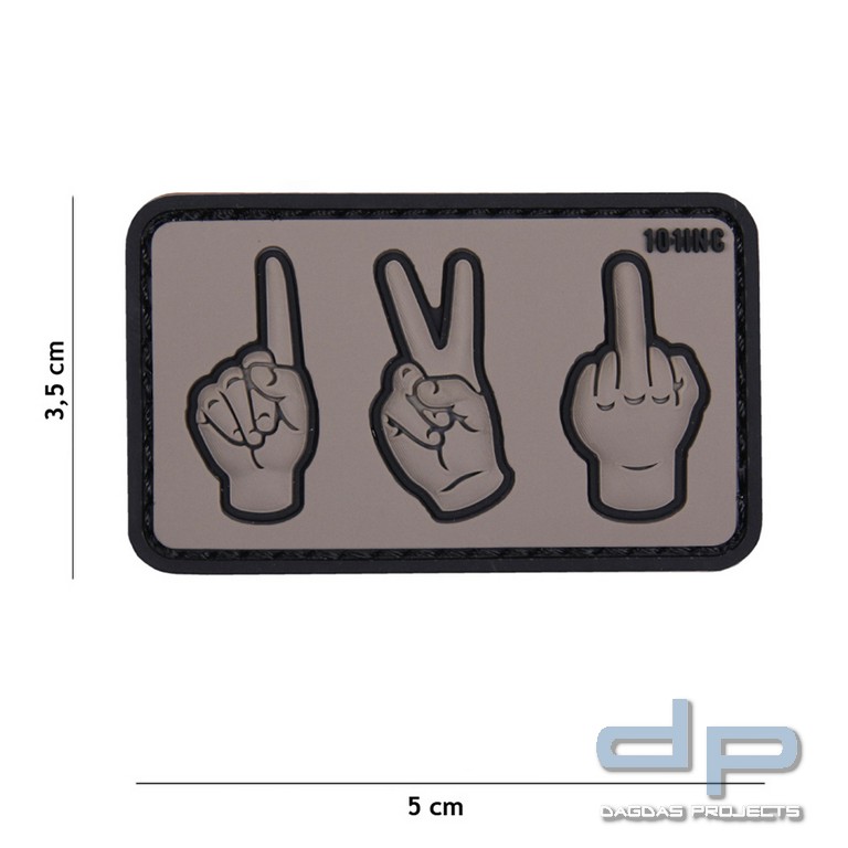 Emblem 3D PVC One, Two, Fuck You, grau