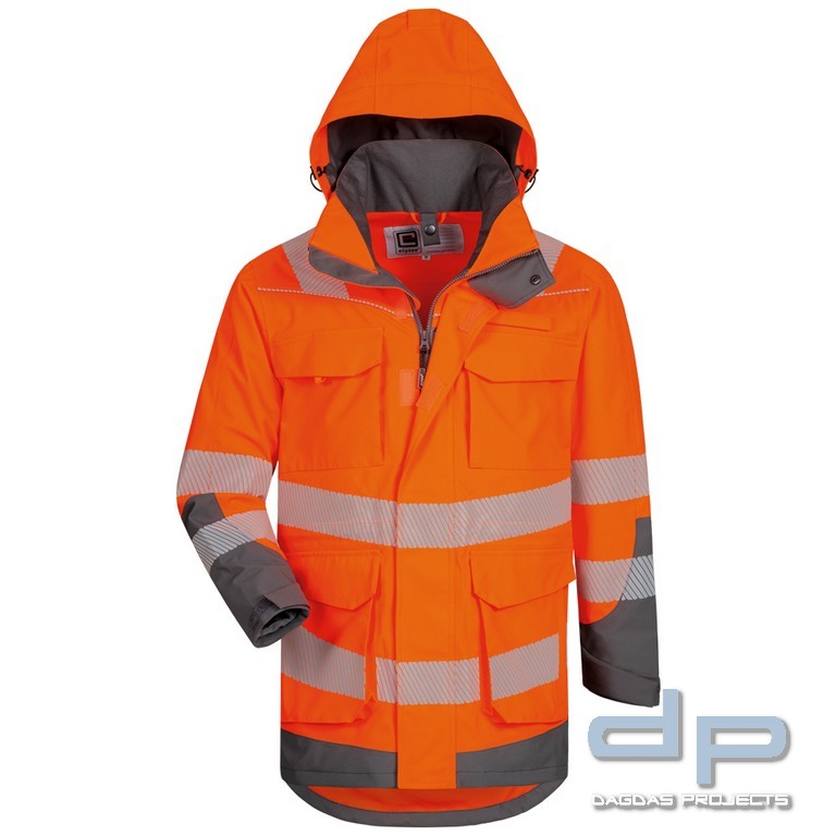Behörden WARNSCHUTZ PARKA in Orange/Grau mit Aufdruck nach Wunsch auf dem Rücken