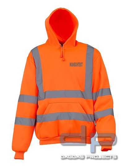Hi Vis Pull-Over Hoodie in verschiedenen Farben mit Wunschbeschriftung in reflex silber