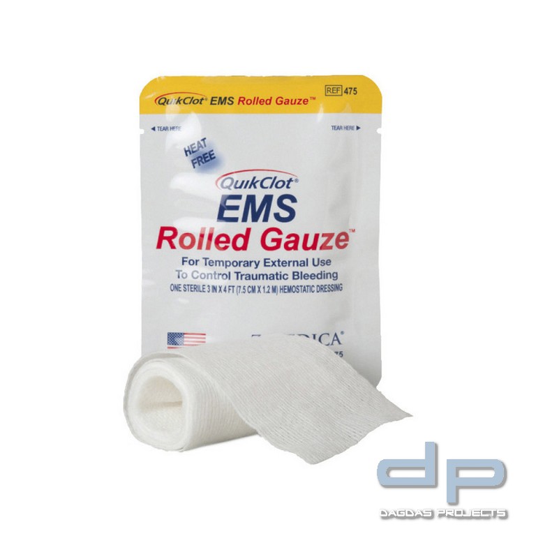 QuikClot® EMS Rolled Gauze blutstillender Rollverband, 7,5 x 120 cm