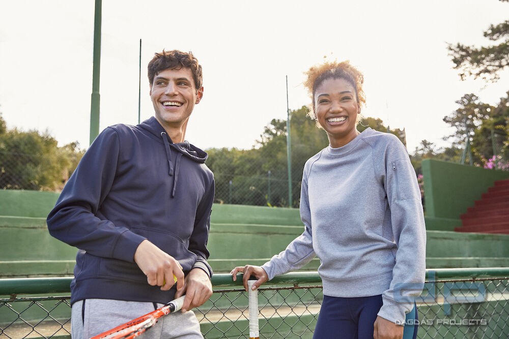 Basic Active Hoody mit Wunschaufdruck in Marine Blau, Größe L