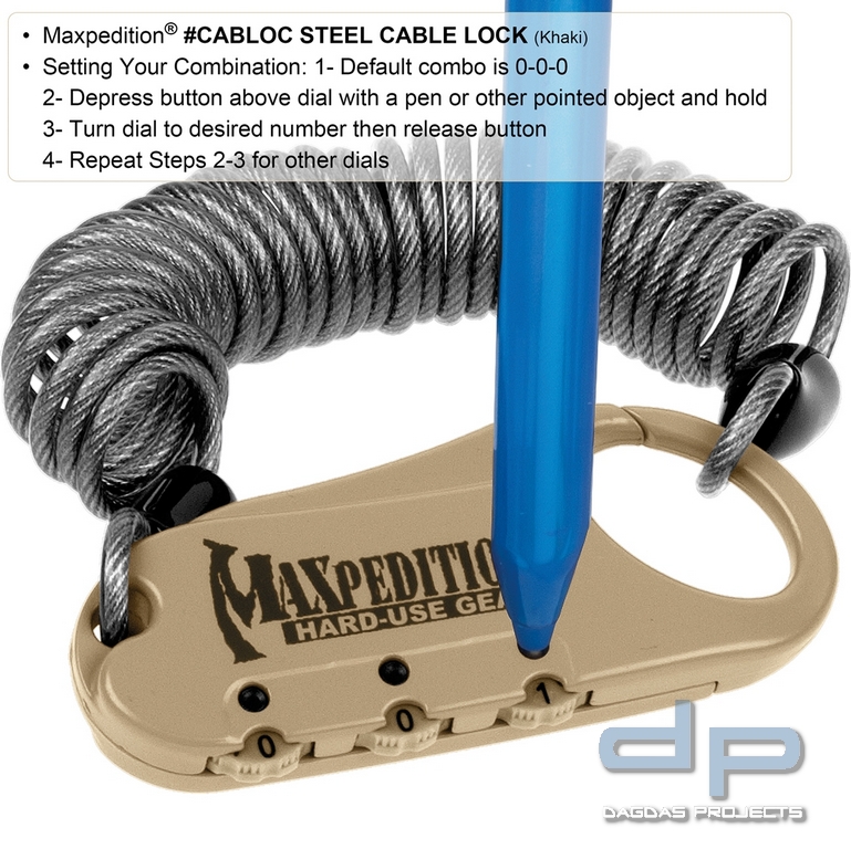 Maxpedition Steel Cable Lock in schwarz
