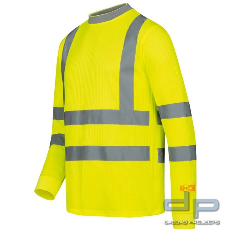 UV-WARNSCHUTZ LANGARM T-SHIRT in fluoreszierend gelb mit Wunschaufdruck auf dem Rücken