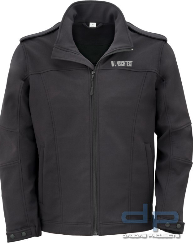 Damen SOFTSHELL-BLOUSON in Schwarz und Dark Navy mit Wunschaufdruck auf Brust und Rücken