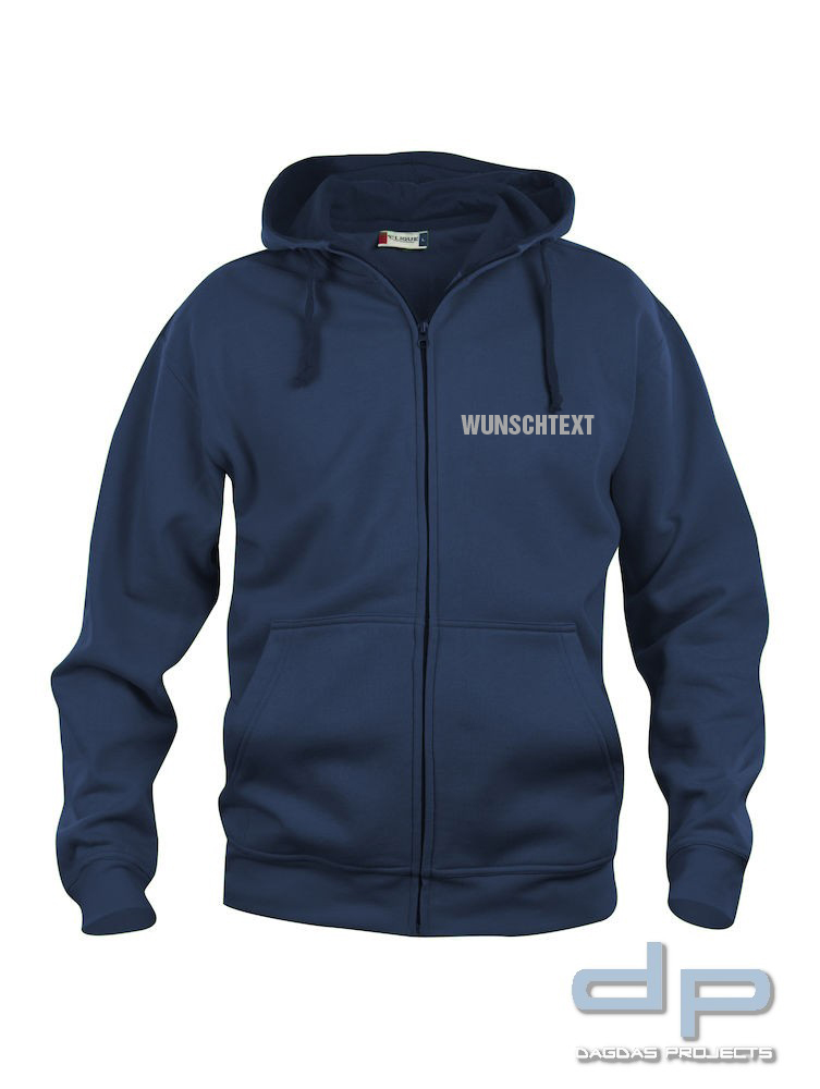 Basic Hoody Full zip Herren mit Wunschaufdruck Farbe Navy Größe M