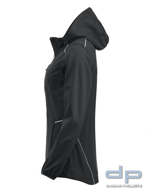 Behörden Damen Softshelljacke Schwarz mit Aufdruck nach Wunsch in Reflex-Silber Größe S oder XL