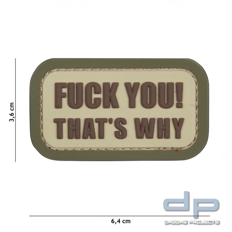 Emblem 3D PVC Fuck you that's why coyote