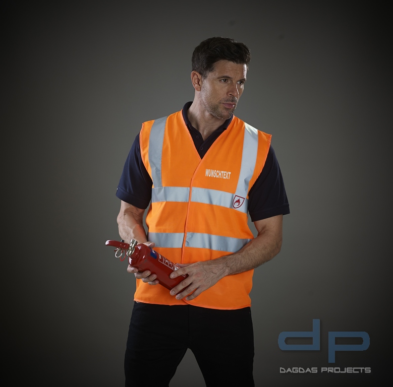 High Visibility 2 Bands &amp; Braces Behörden Weste mit Wunschaufdruck in reflex silber