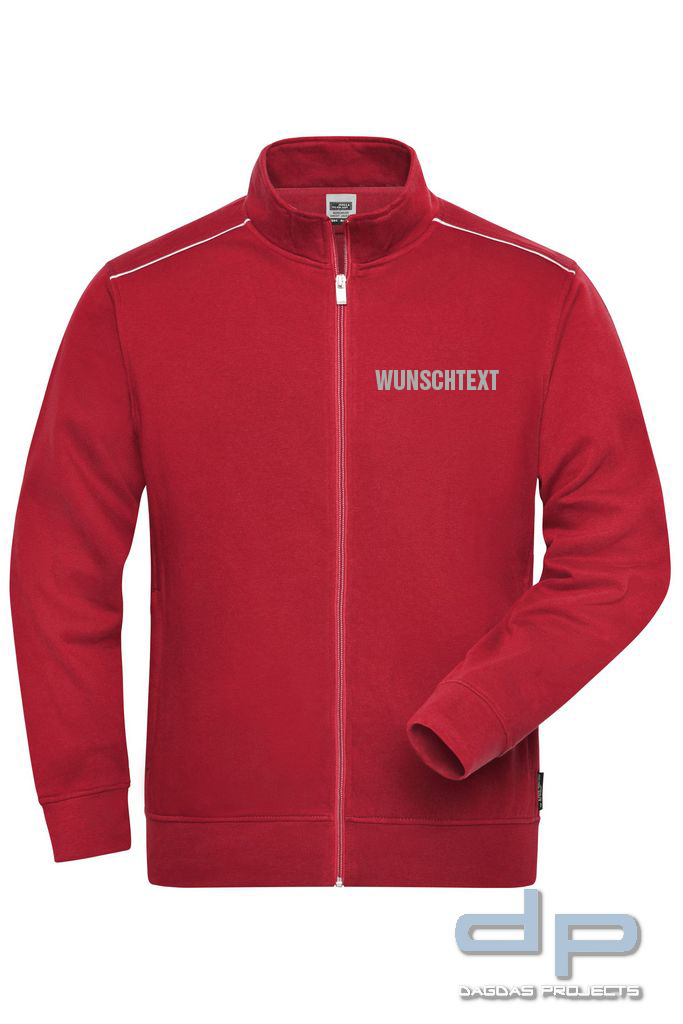 Sweat Jacke dp S-Serie mit Wunschtext in rot Größe M