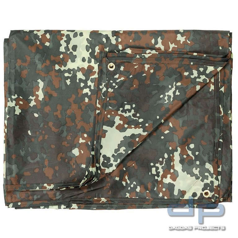 Mehrzweckplane, "Tarp", flecktarn, ca. 500 x 600 cm