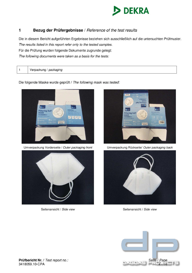 Vollzertifizierte FFP2 Maske Filtrations-Gesichtsmaske einzeln (1 Stück)