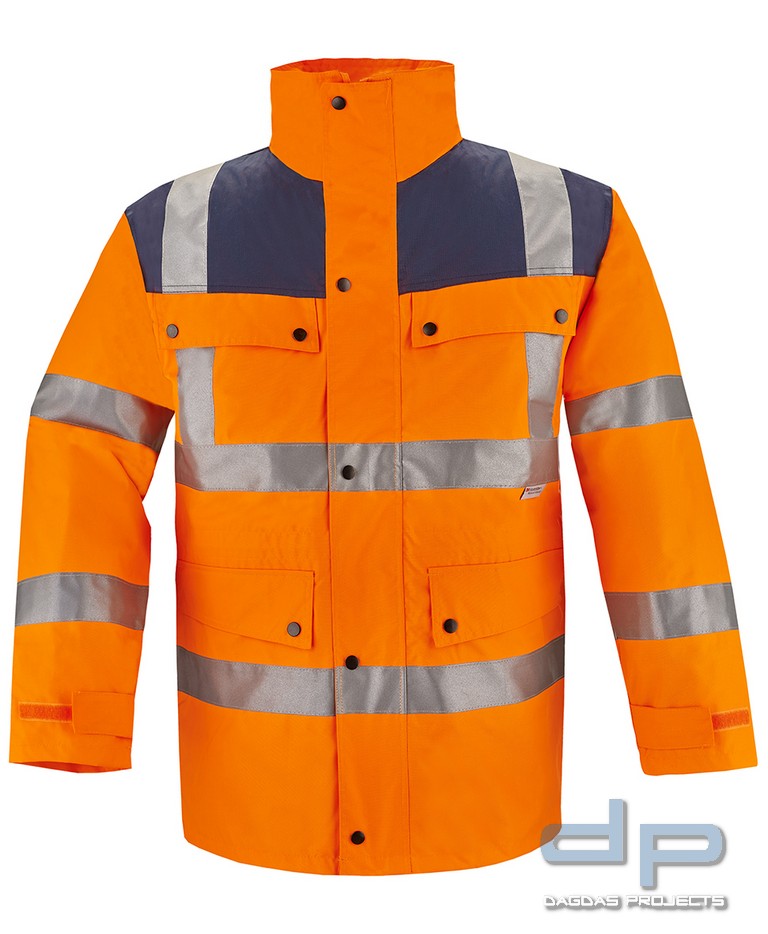 Warn-Parka EN ISO 20471:2013 Farbe leuchtorange/blau