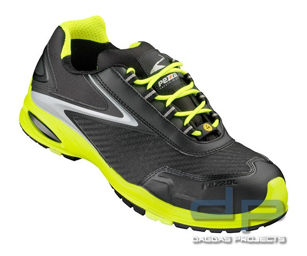 Halbschuhe mit in schwarz/neon-gelb abgesetzt