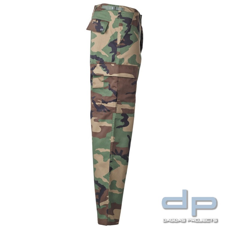 US Kampfhose, BDU, woodland, Knie- und Gesäßverstärkung