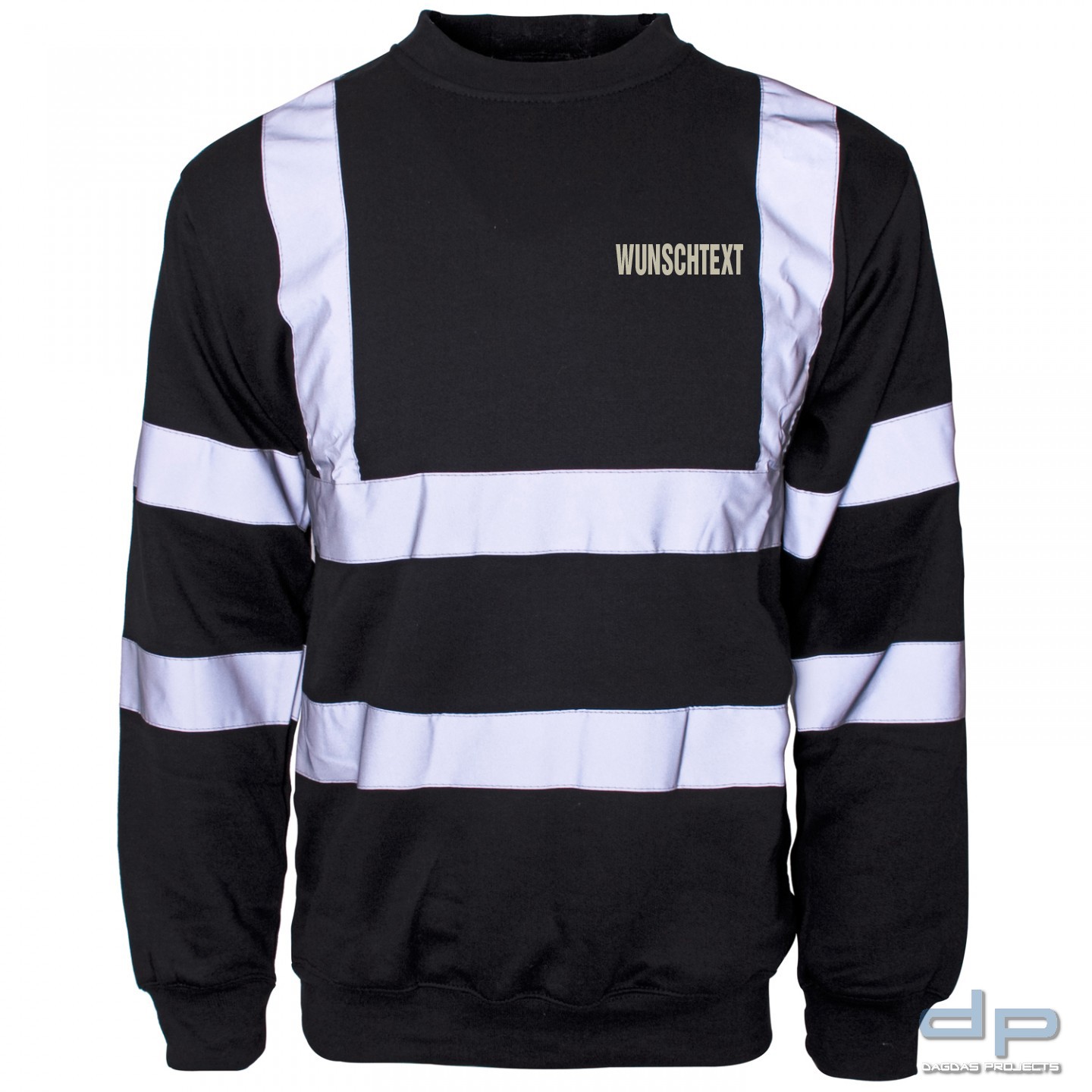 High Visibility Sweatshirt in verschiedenen Farben mit Wunschbeschriftung in reflex silber