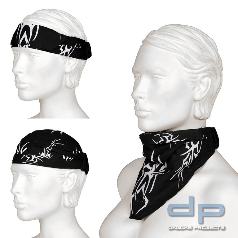 3 in 1 Bandana tribal in schwarz