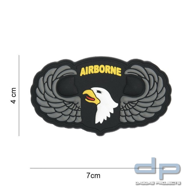 Emblem 3D PVC 101st Airborne silver wings #8078