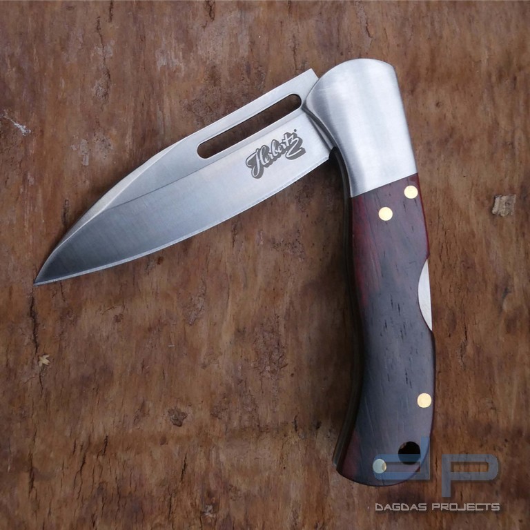 Einhandmesser mit Griffschalen aus rotem Sandelholz