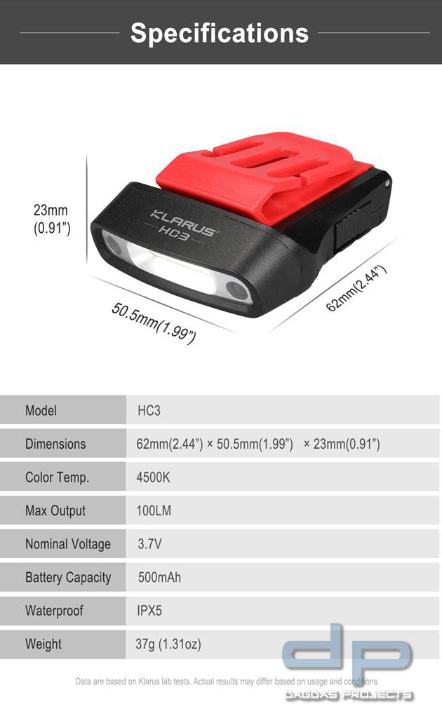 Klarus HC3 Cliplampe mit Sensor
