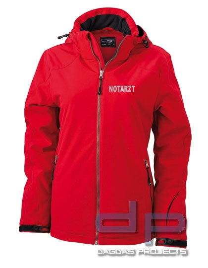 Damen Behörden Einsatz Softshelljacke in verschiedenen Farben mit silber reflektierendem Wunschtext