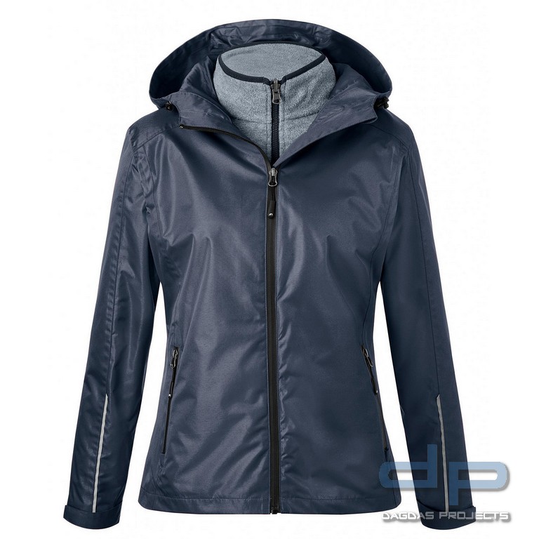 Funktionelle 3-in1 Damen Doppeljacke in Navy mit Wunschaufdruck Größe: M