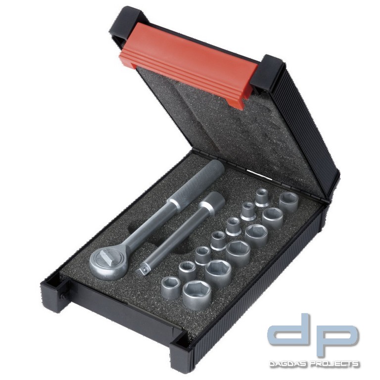 Steckschlüsselsatz 1/4″, Titan, 16-teilig, SW 4 - 14 mm