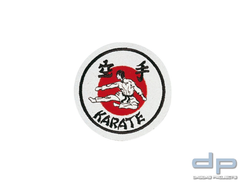 Stickabzeichen Karate in Weß/Rot