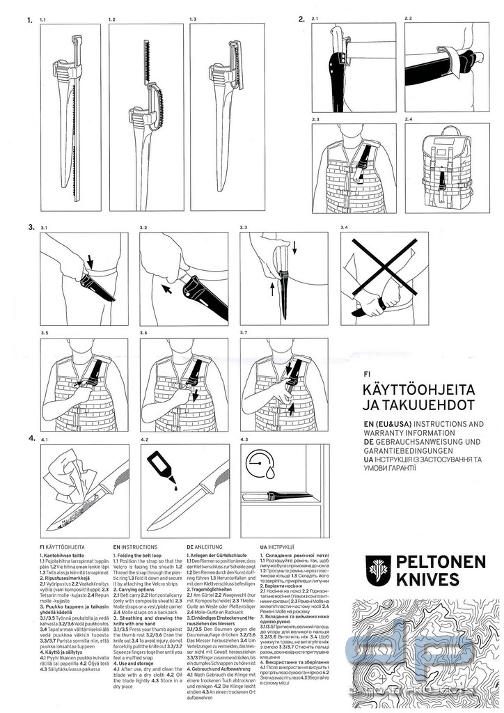 PELTONEN M95 RANGER PUUKKO MIT KOMPOSIT-SCHEIDE (BUSHCRAFT-MESSER) IN VERSCHIEDENEN FARBEN