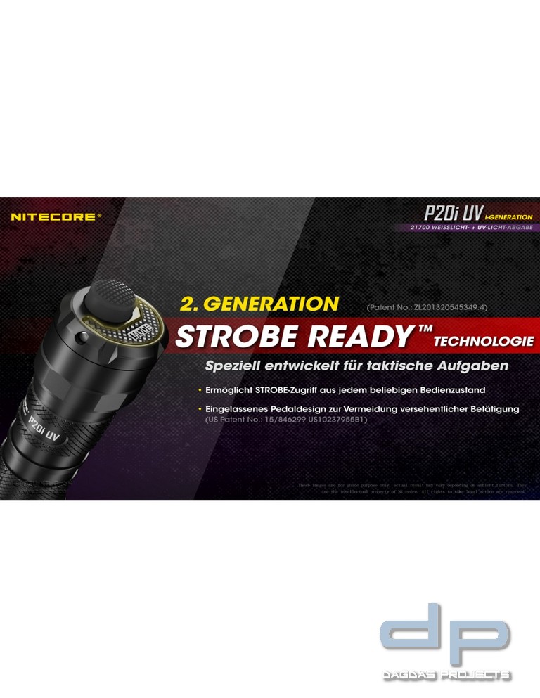 NiteCore® Taschenlampe P20i mit UV Licht - inkl. Akku und Holster