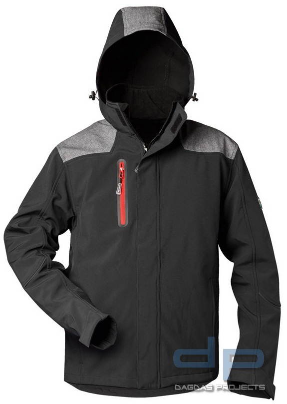 SOFTSHELL-JACKE in SCHWARZ/GRAU und MARINE/GRAU mit Wunschtext auf Brust und Rücken