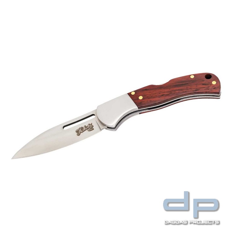 Einhandmesser mit Griffschalen aus rotem Sandelholz