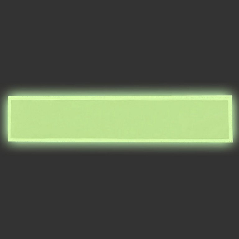 Reflexschild - glänzend - Klett - 15x5cm - nachleuchtend weiß - Wunschtext
