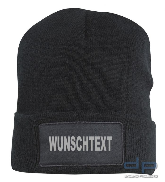 Behörden Strickmütze mit Aufdruck nach Wunsch in Reflex Silber