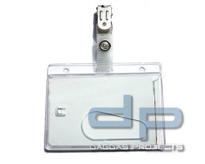 Ausweishülle Polycarbonat horizontal, inklusive Clip klar, 6,9 x 9,2 cm